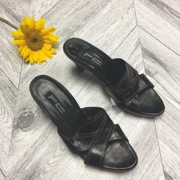 Paul Green Munchen | Dark Brown Wooden Sandal Mule - Picture 2 of 8